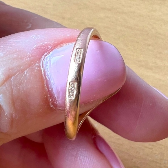 VINTAGE SOVIET UNION RUSSIAN TWO TONE 14K ROSE & WHITE GOLD RING HALLMARKED